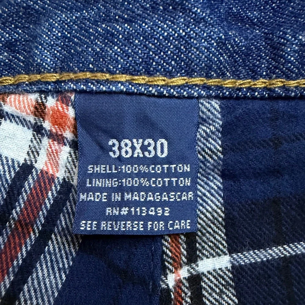 Rural King Mens Flannel Lined Jeans 38x30 Blue Denim Plaid Insulated Work Pants